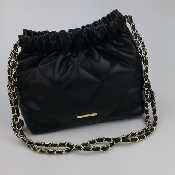 Nove Black Quilted Vegan Leather Chain-Strap Shoulder Bag - Picture 1 of 8
